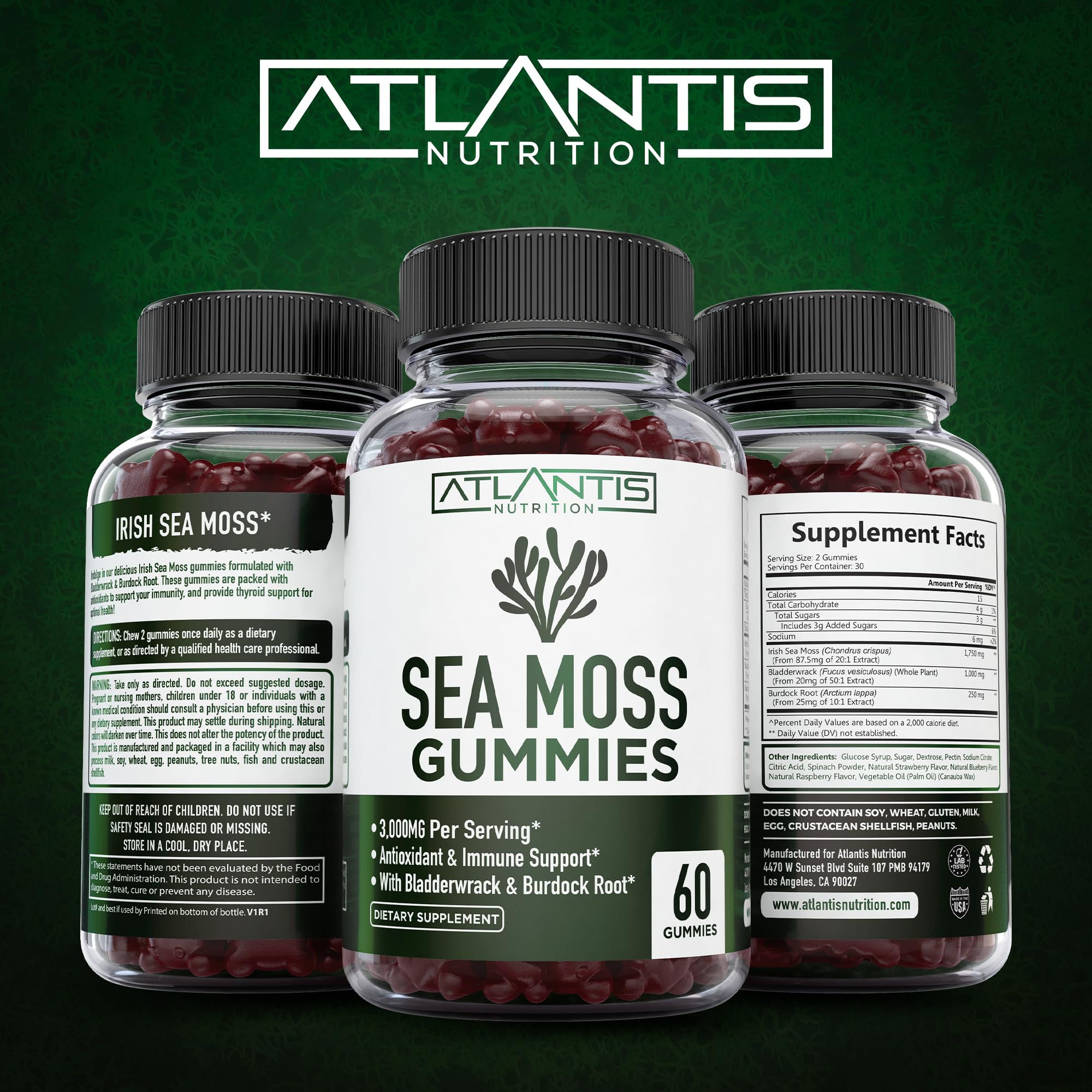 Atlantis Nutrition frasco abierto con gomitas listos para consumo