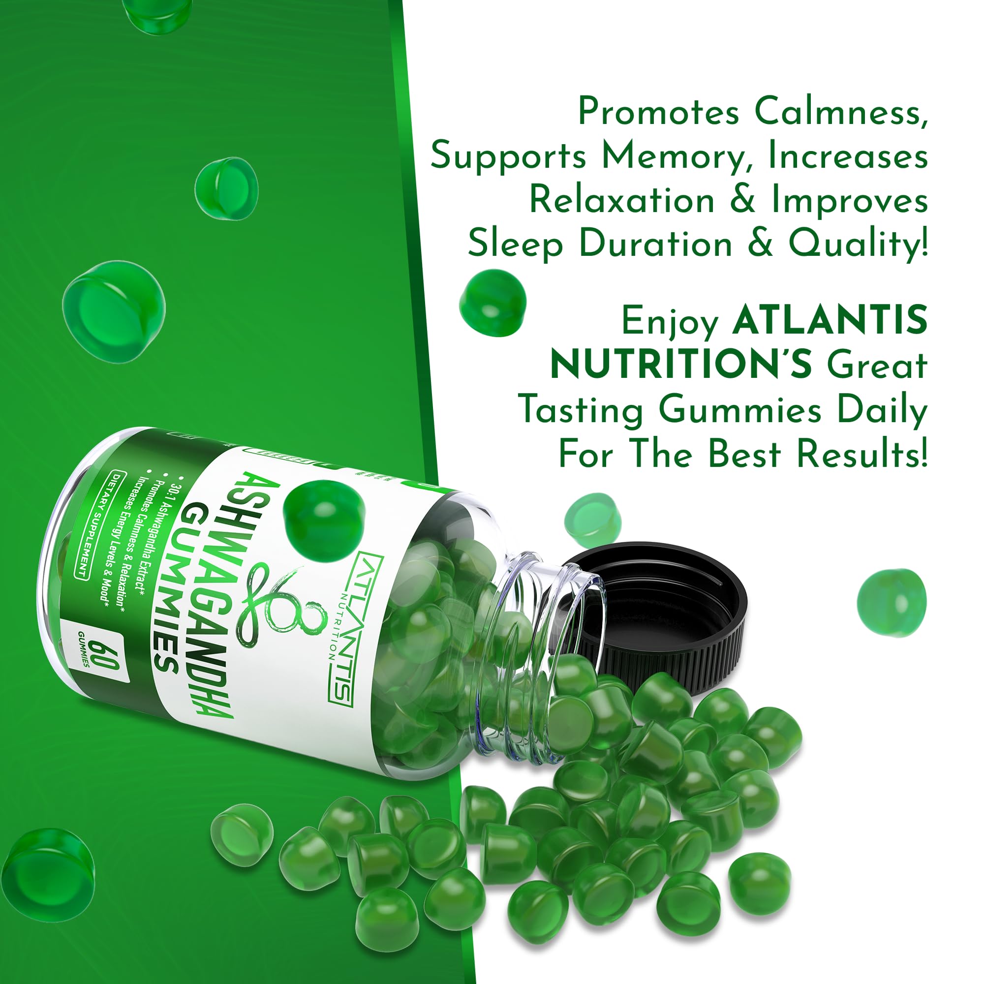 Atlantis Nutrition gomitas en mano para comparar tamaño y porción
