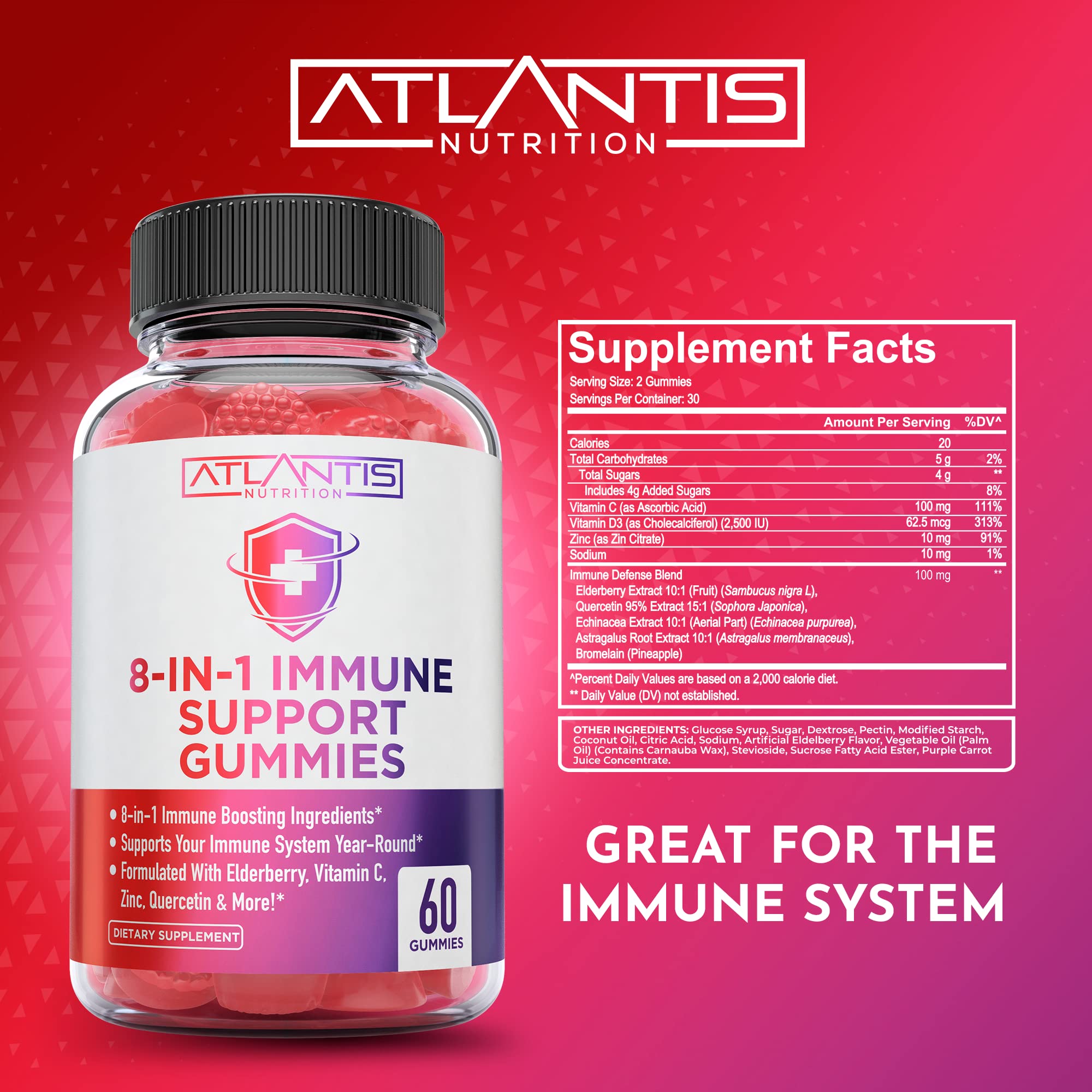 Atlantis Nutrition comparación de tamaño con moneda para referencia de escala