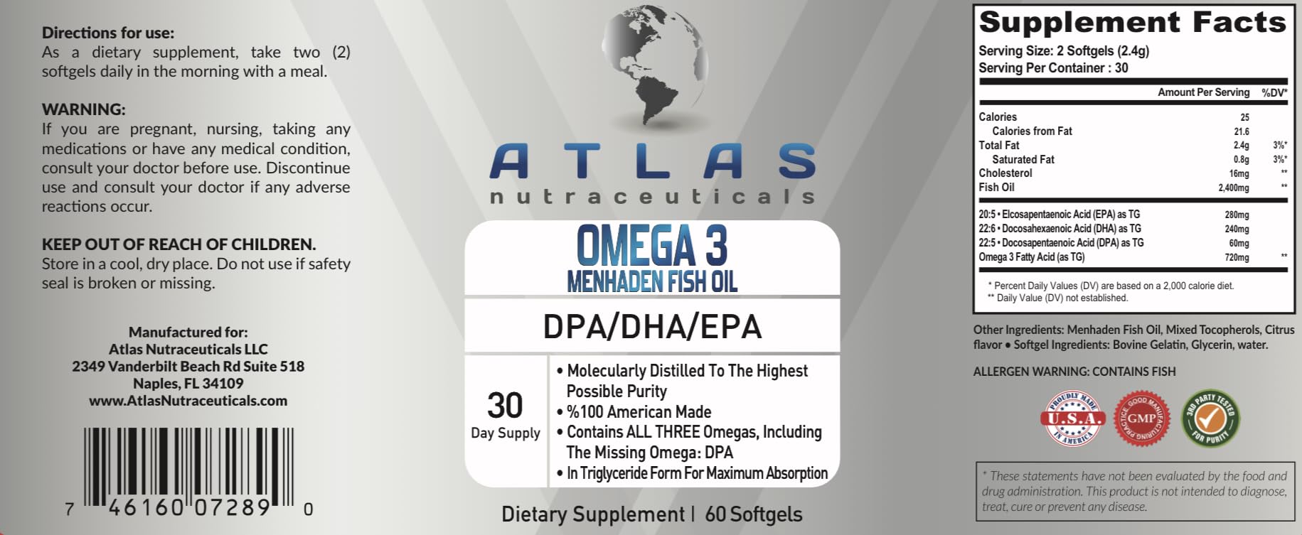 Atlas Nutraceuticals frasco abierto con cápsulas, facilitan la ingesta diaria