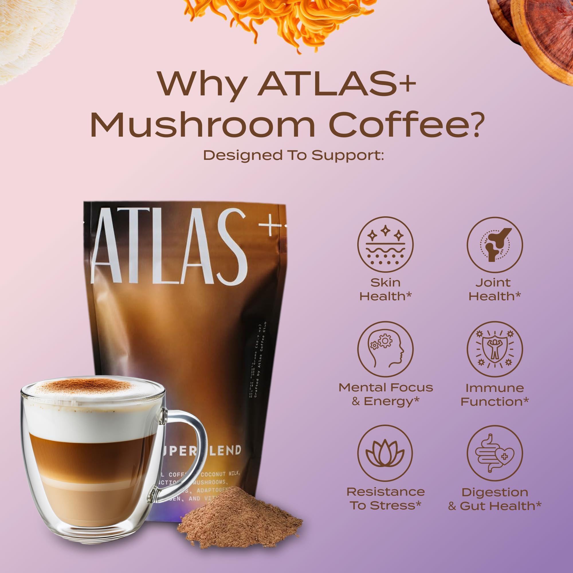 Atlas Coffee Club textura del polvo instantáneo, mezcla cremosa y fácil disolución
