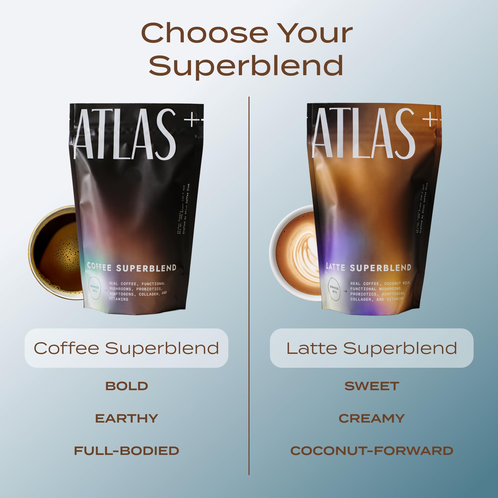 Atlas Coffee Club vertiendo polvo en taza, preparación rápida y conveniente