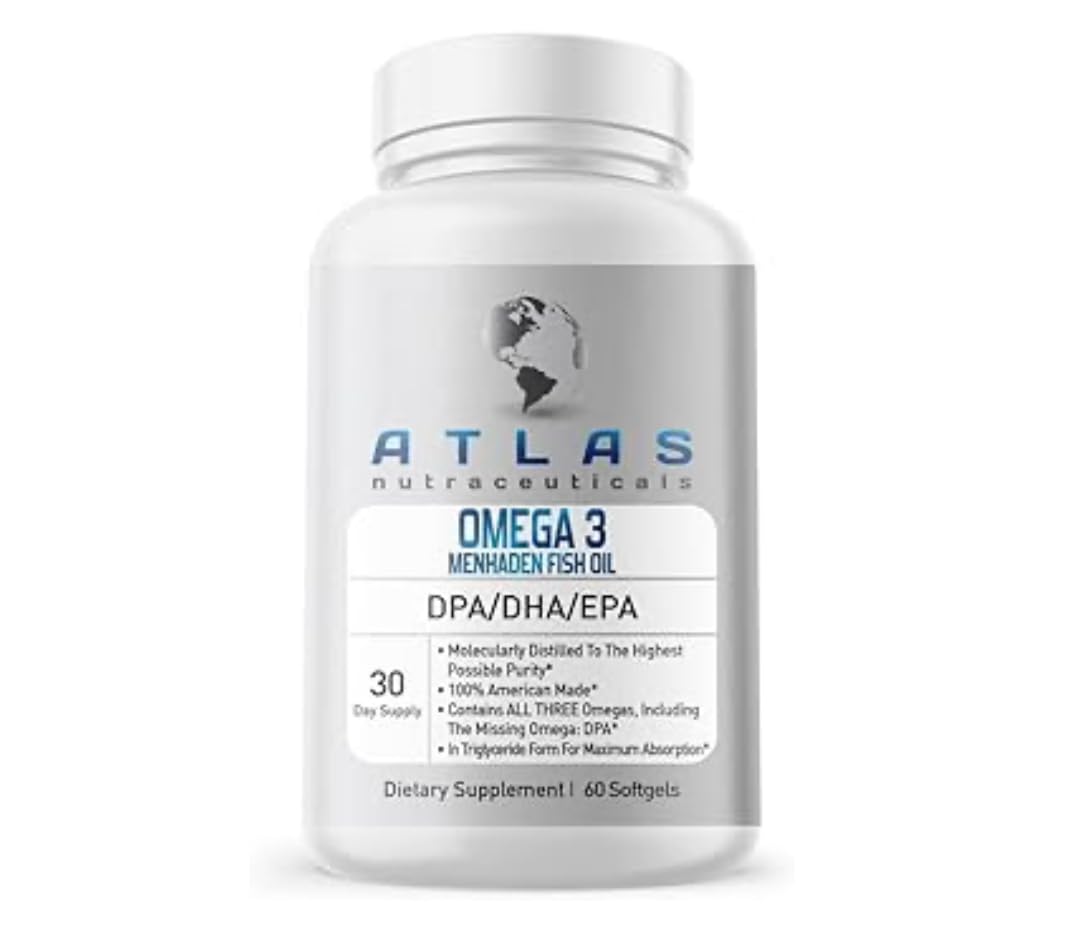 Atlas Nutraceuticals frontal del envase mostrando cantidad y beneficios