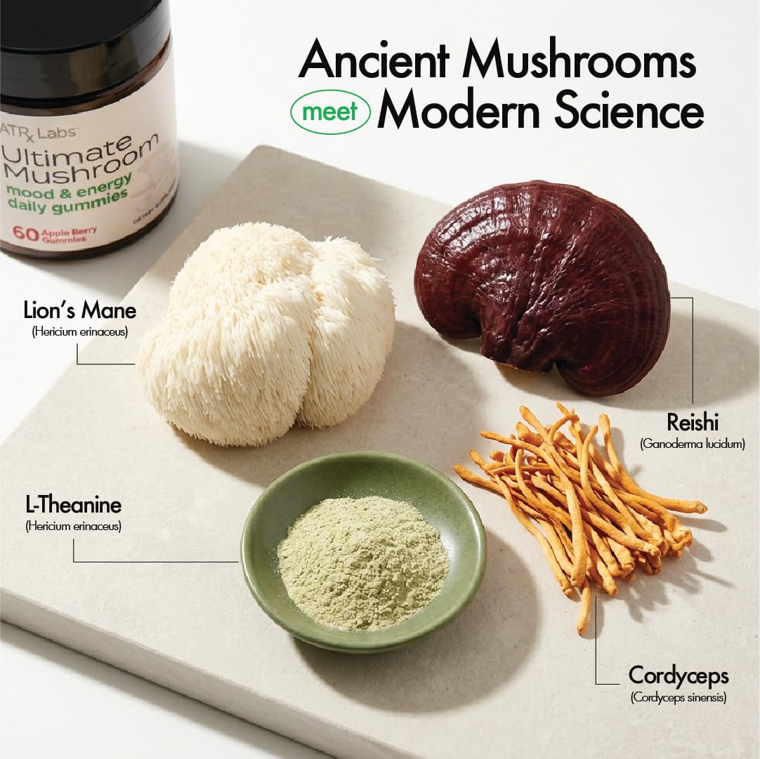 ATRx Labs ingredientes: cordyceps, lion’s mane y reishi para soporte funcional