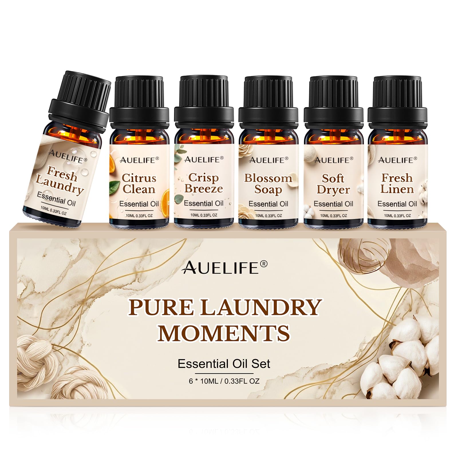 Auelife frascos frontales del set seis fragancias, presentación elegante y práctica