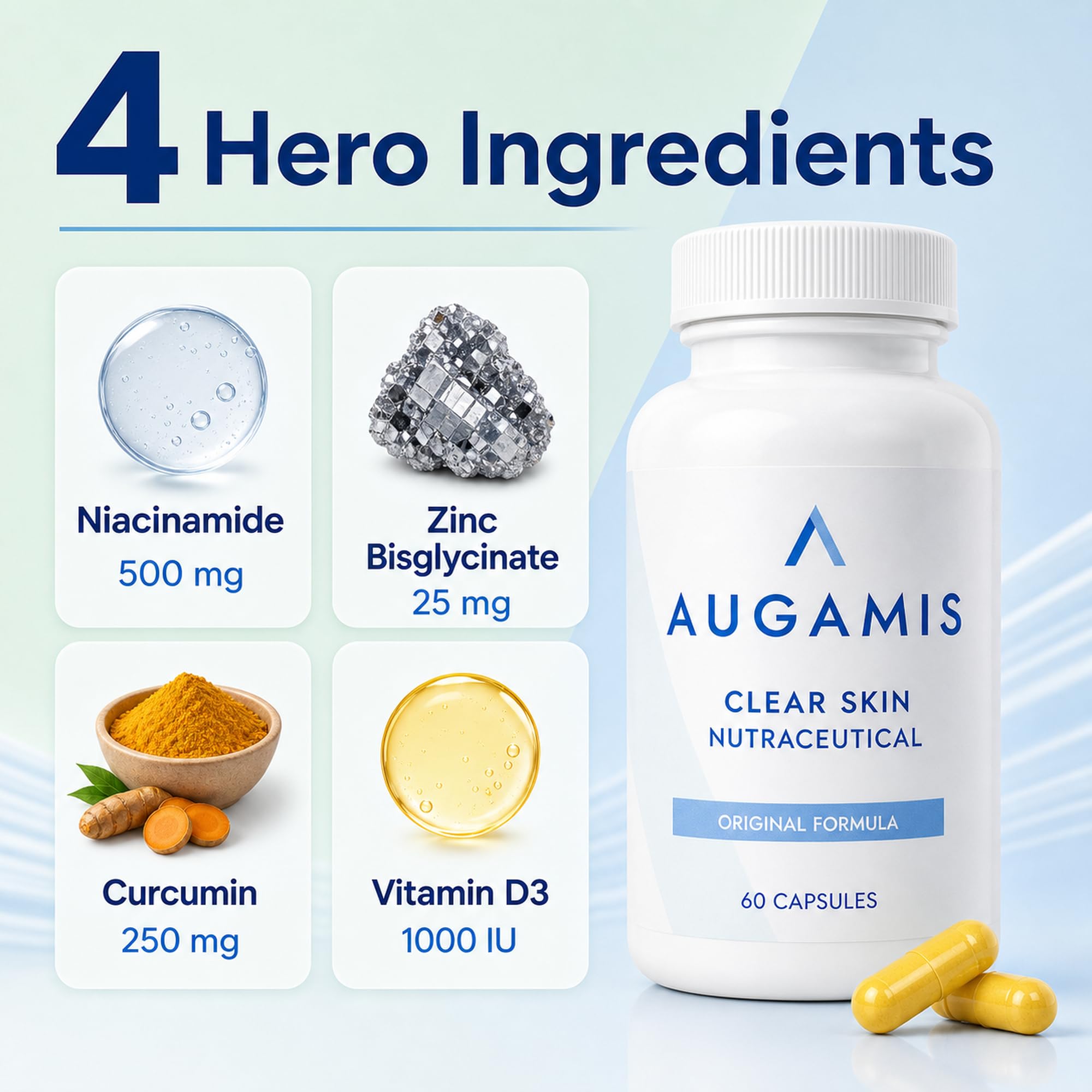 Augamis detalle de ingredientes lista destacando fórmula dermatológica sin DIM segura
