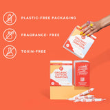 Aunt Flow tampón en mano para comparar tamaño y facilidad de uso
