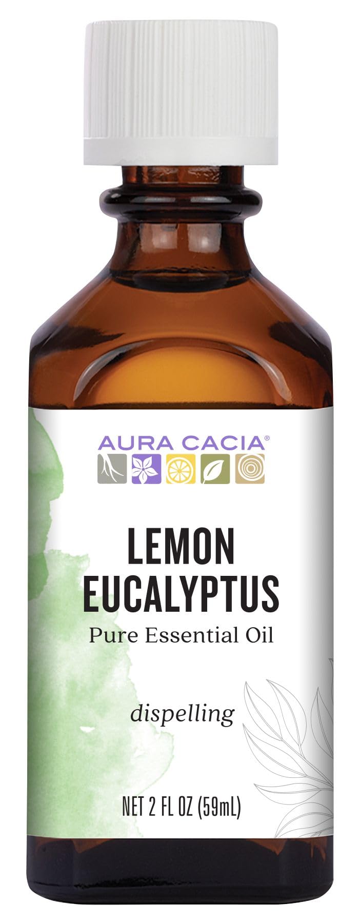 Aura Cacia frasco frontal mostrando etiqueta clara y aroma refrescante