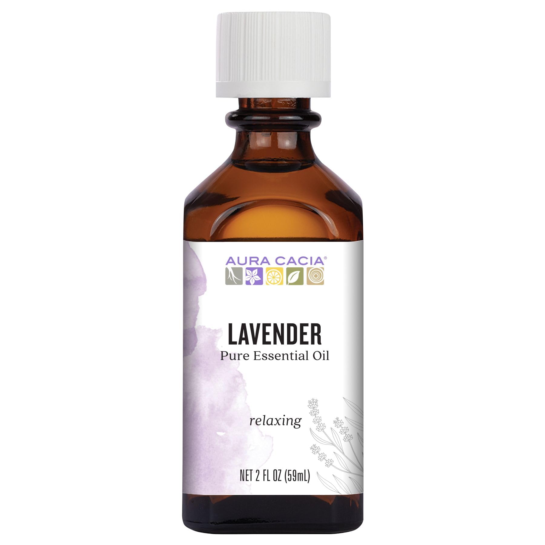 Aura Cacia botella frontal de lavanda 60 ml, aroma estable