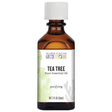 Aura Cacia frasco frontal de árbol de té mostrando etiqueta y capacidad 59 ml, confianza