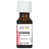 Aura Cacia frasco frontal de aceite de geranio, presentación clara y profesional