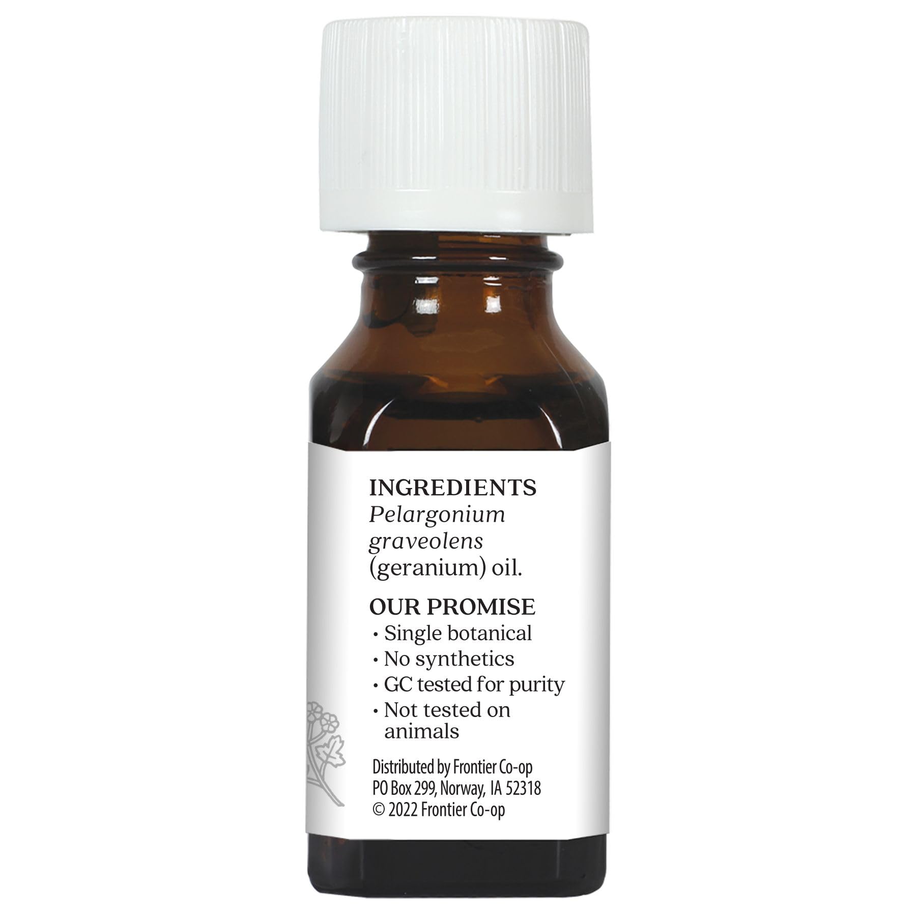 Aura Cacia gota de aceite esencial mostrando textura y pureza del geranio