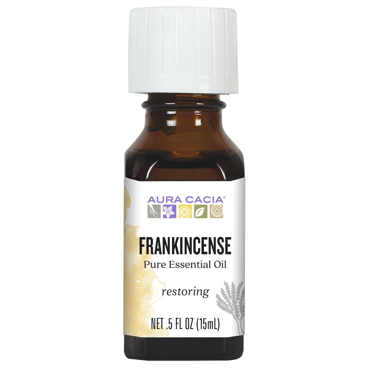 Aura Cacia bote frontal del incienso Meditative mostrando etiqueta clara y tamaño práctico