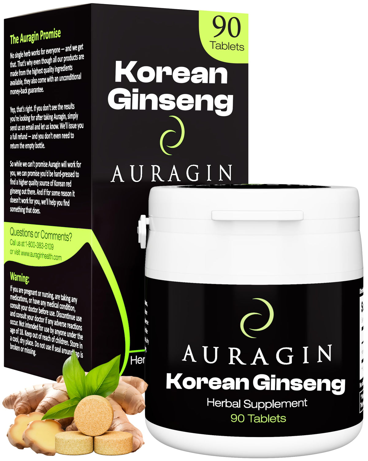 Auragin envase frontal mostrando presentación y beneficio de pureza