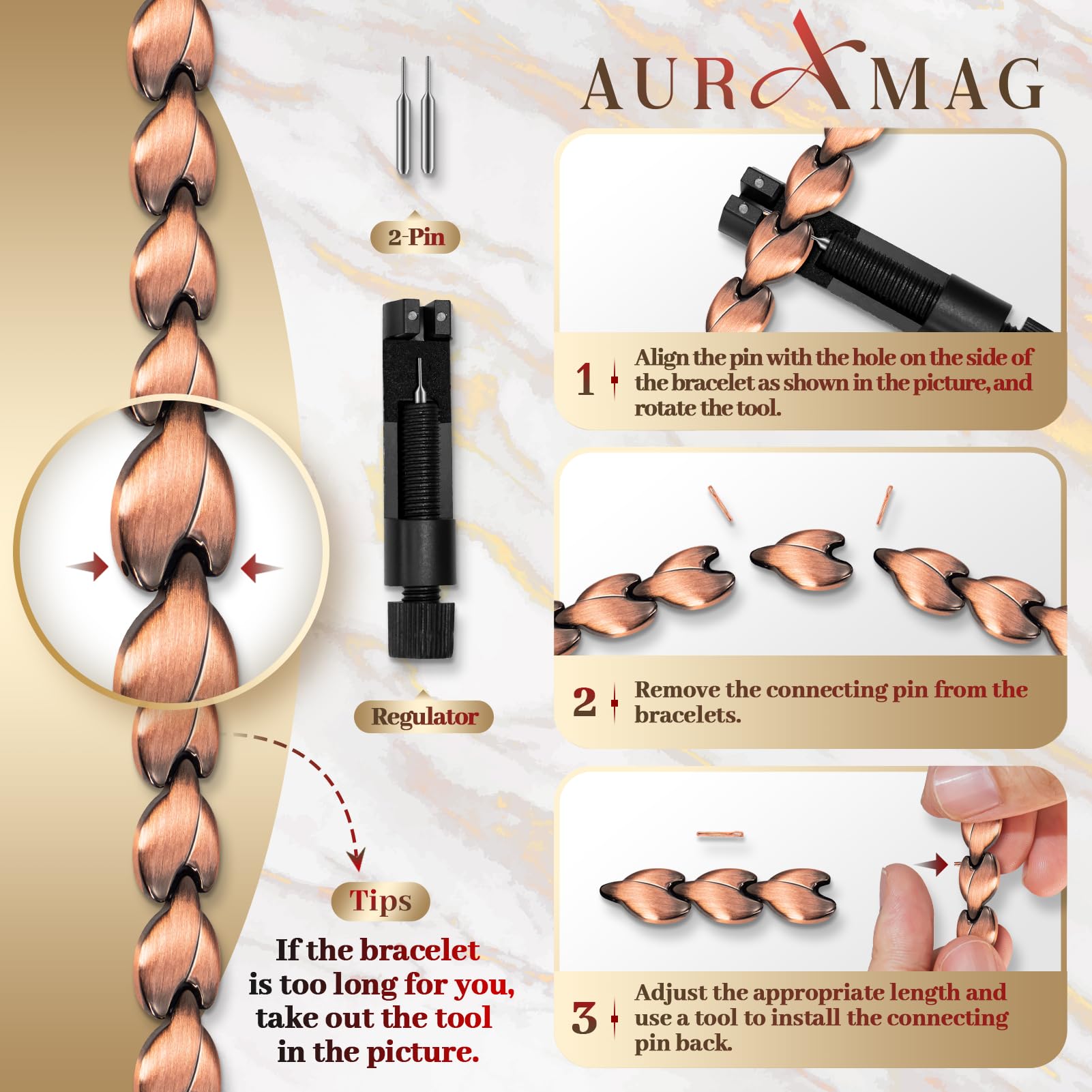 Auramag comparación con muñeca, muestra proporción y ajuste