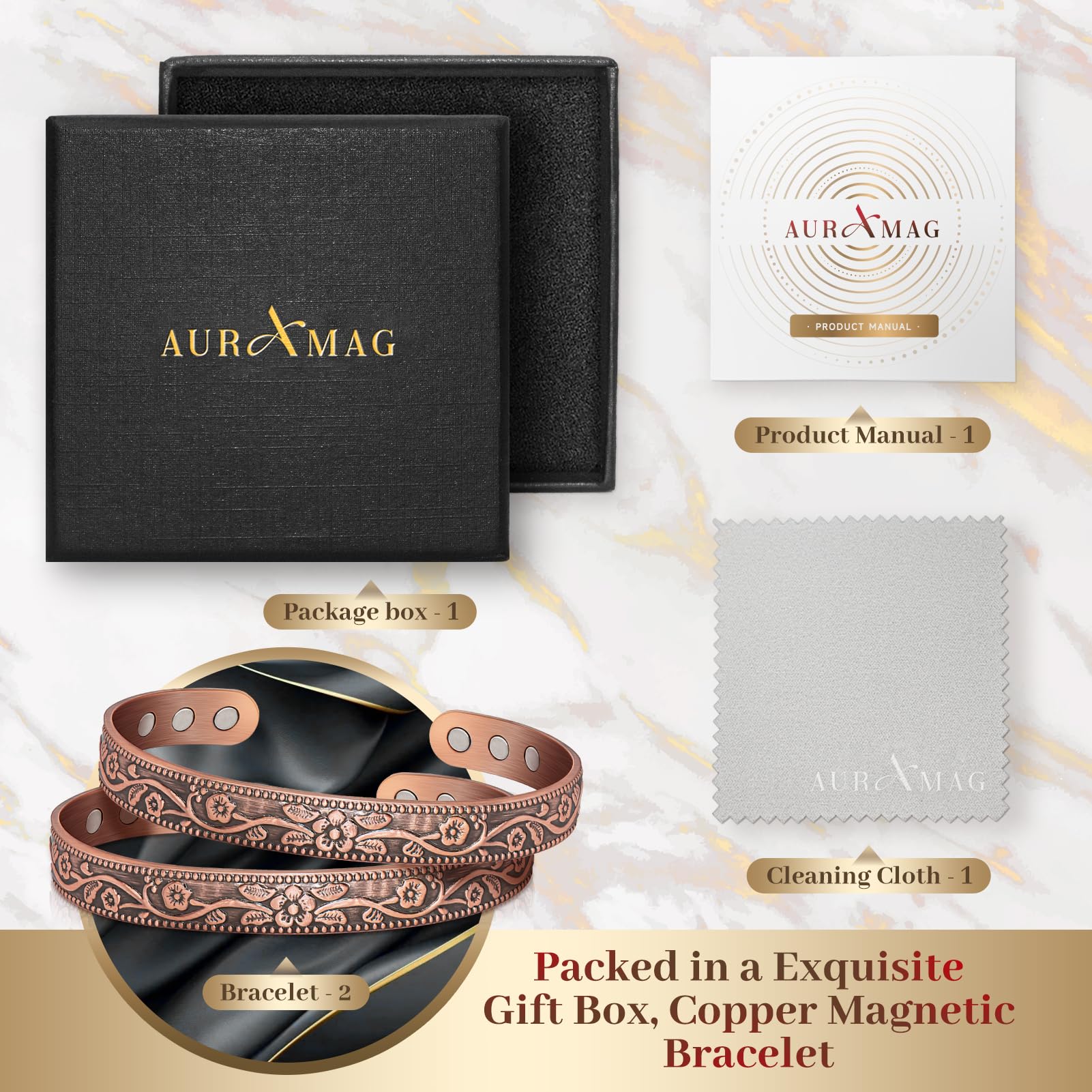 Auramag paquete con paño de limpieza para mantener el brillo