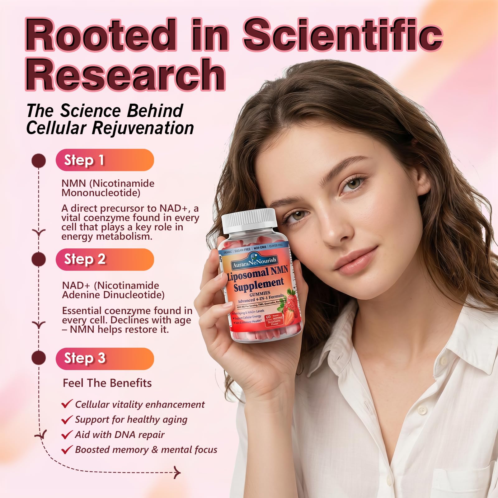 AuraraNeNourish etiqueta nutricional que detalla dosis y lista de ingredientes
