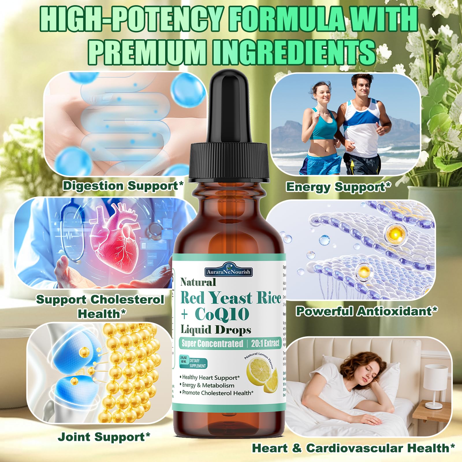 AuraraNeNourish primer plano de la textura líquida liposomal en gota