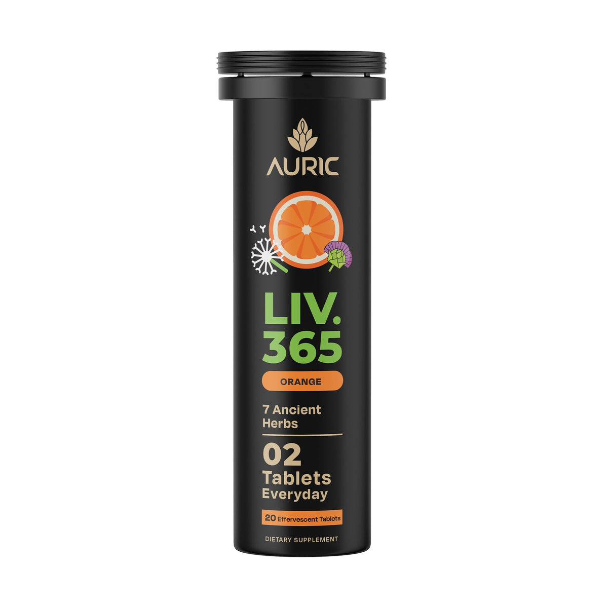 Auric empaque frontal Liv 365 mostrando diseño y beneficio refrescante