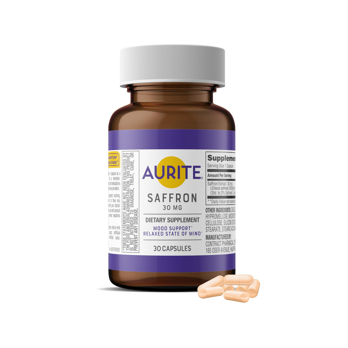 Aurite frasco frontal que muestra el envase y beneficio de apoyo emocional