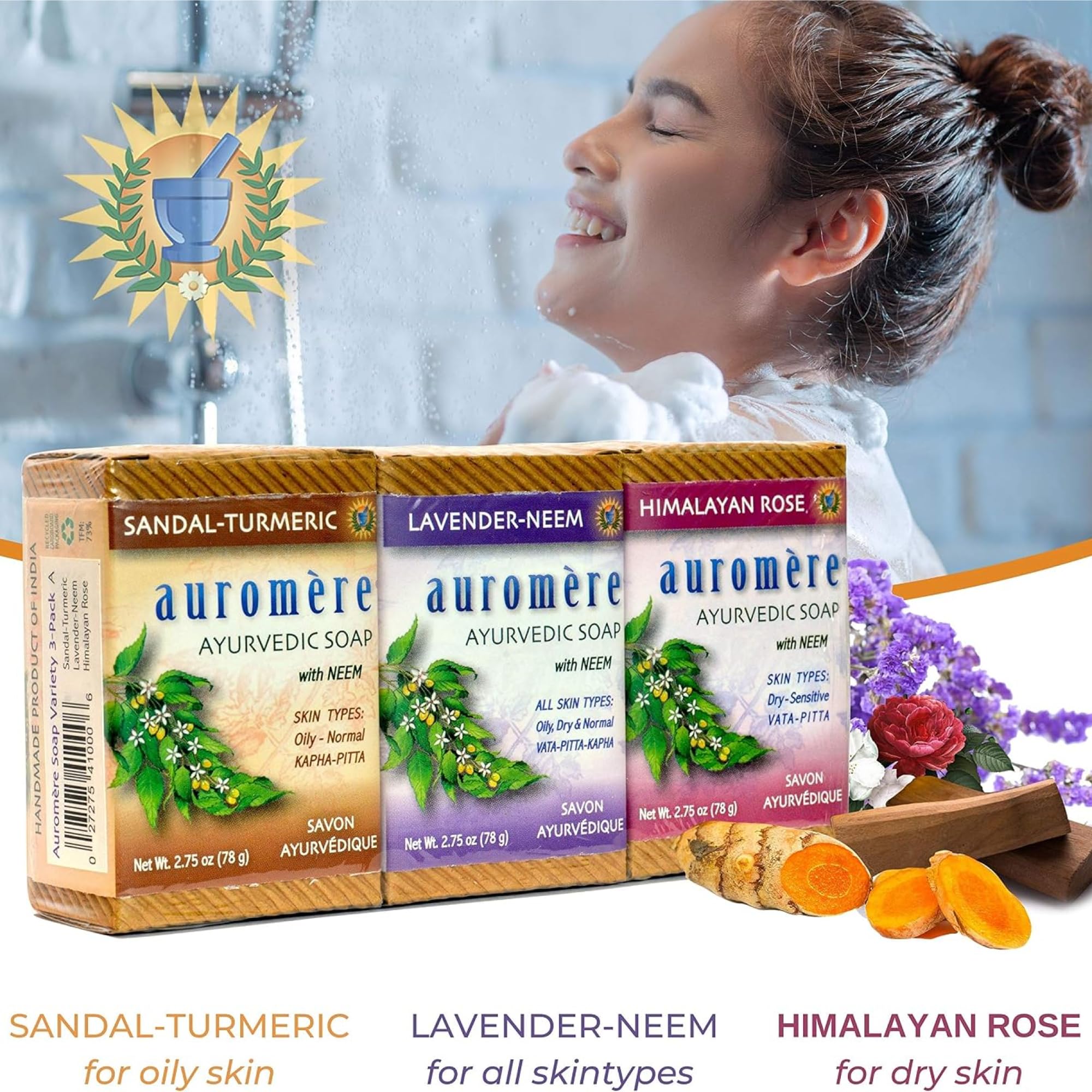Auromere ambiente de baño estilo vida mostrando uso cotidiano y aspecto eco