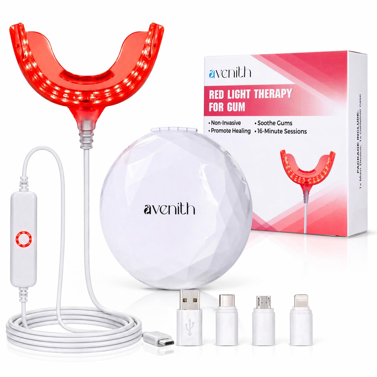 Avenith frontal del dispositivo mostrando ajuste cómodo y beneficio de confort