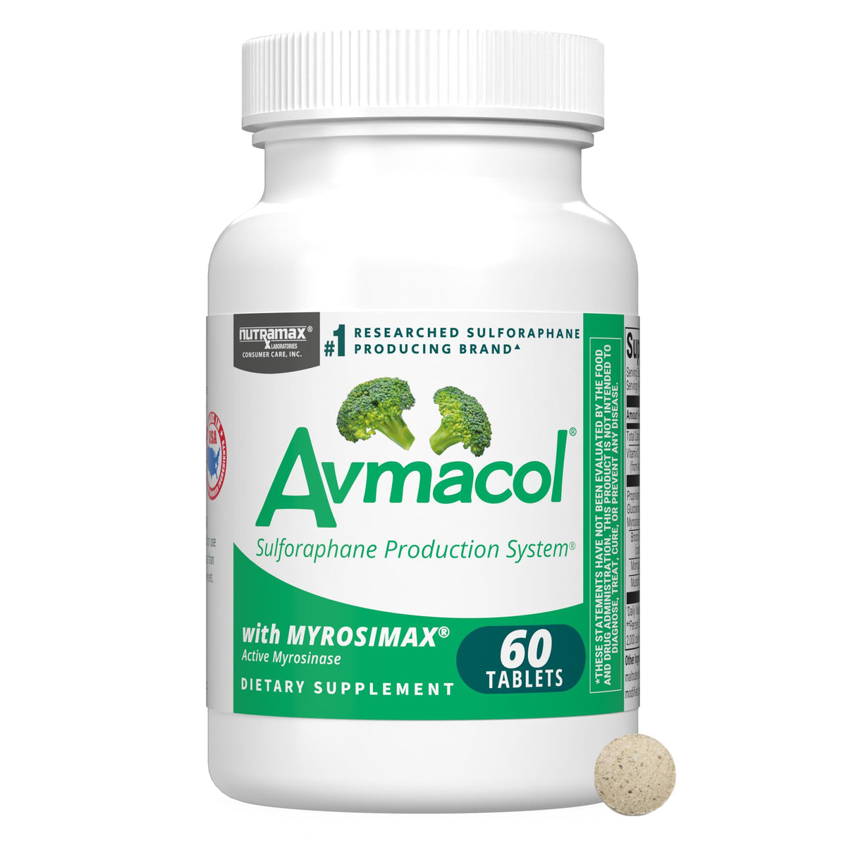 AVMACOL frente del empaque mostrando 60 tabletas y confianza