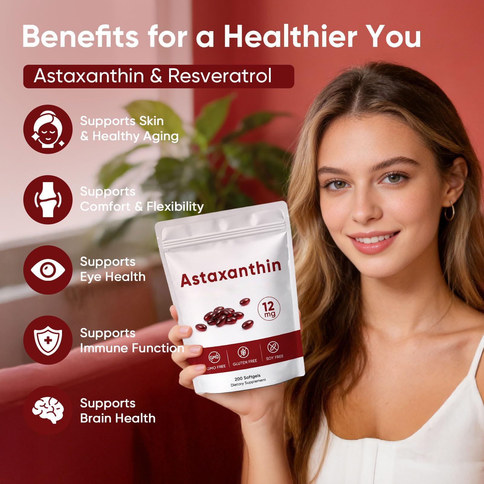 Cápsula blanda Awjsde Astaxanthin en primer plano, fácil de tragar y rápida absorción