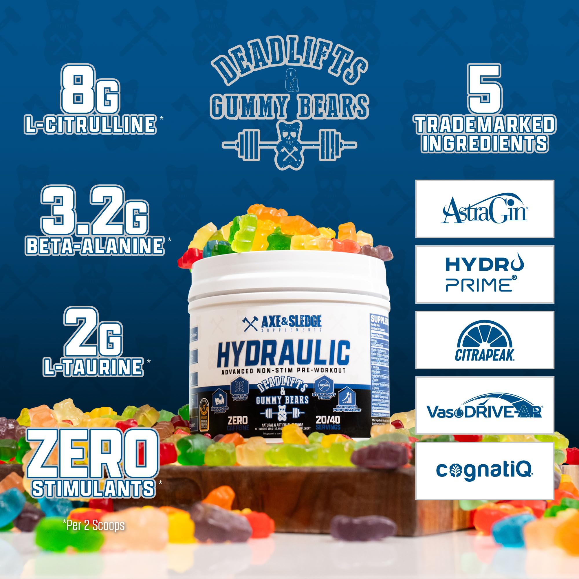 Axe & Sledge bebida servida en vaso lista para entrenar, mejora rendimiento