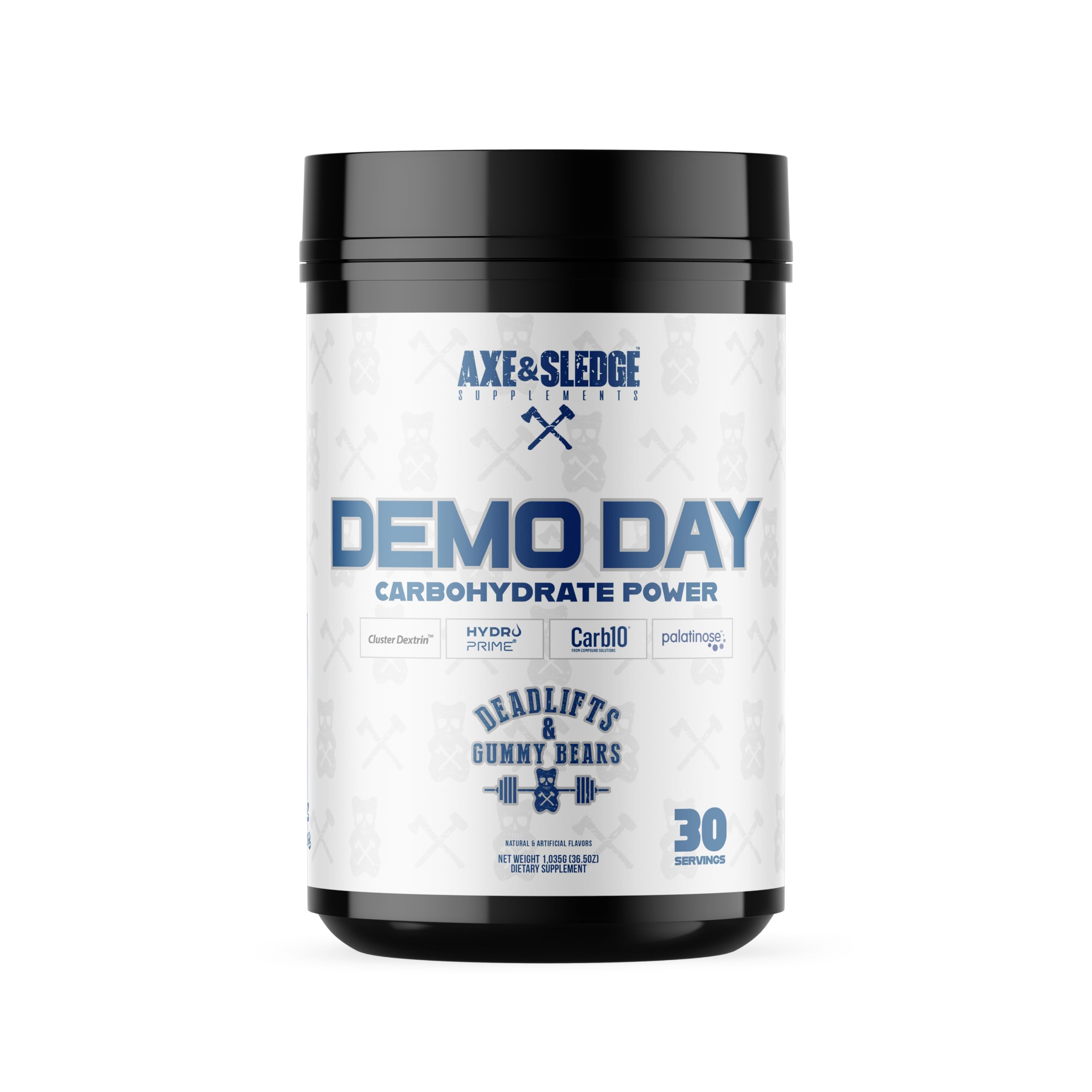 Axe & Sledge demo day frente del envase muestra diseño y beneficios claros
