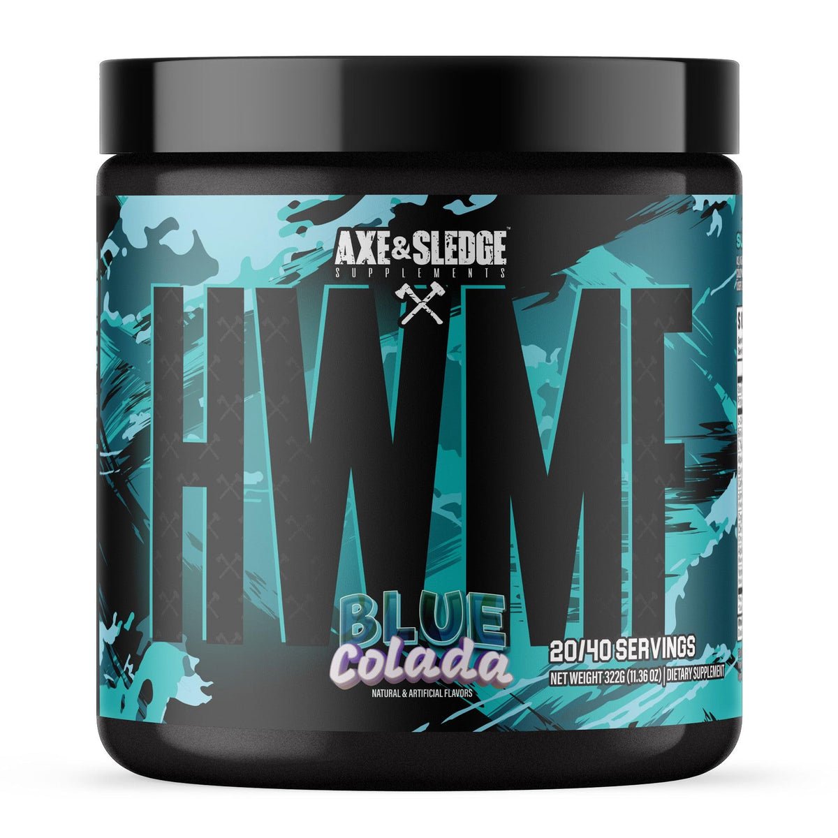 Axe & Sledge envase frontal Blue Colada mostrando diseño y tamaño