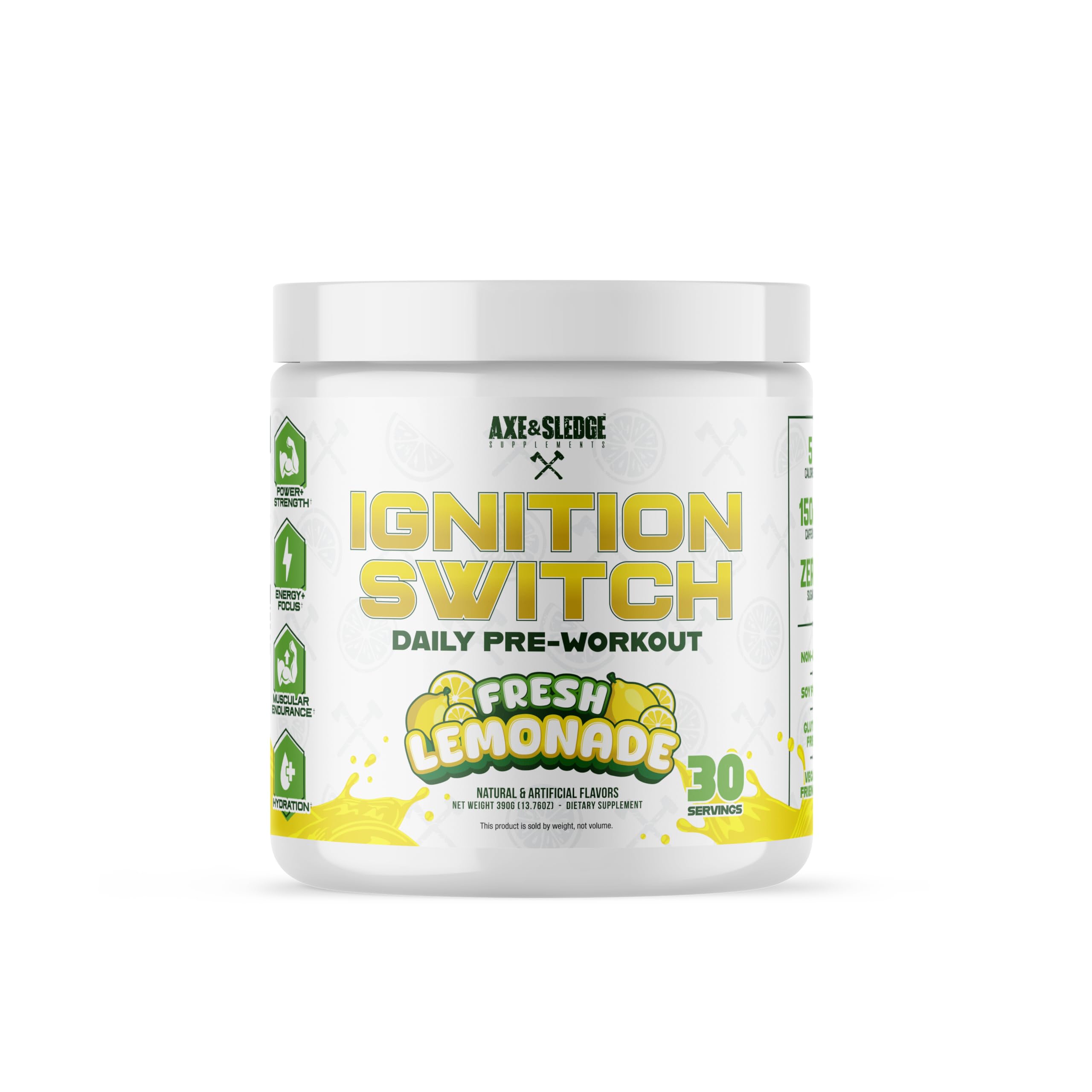 Axe & Sledge muestra frontal del envase Fresh Lemonade, aporte de energía controlada