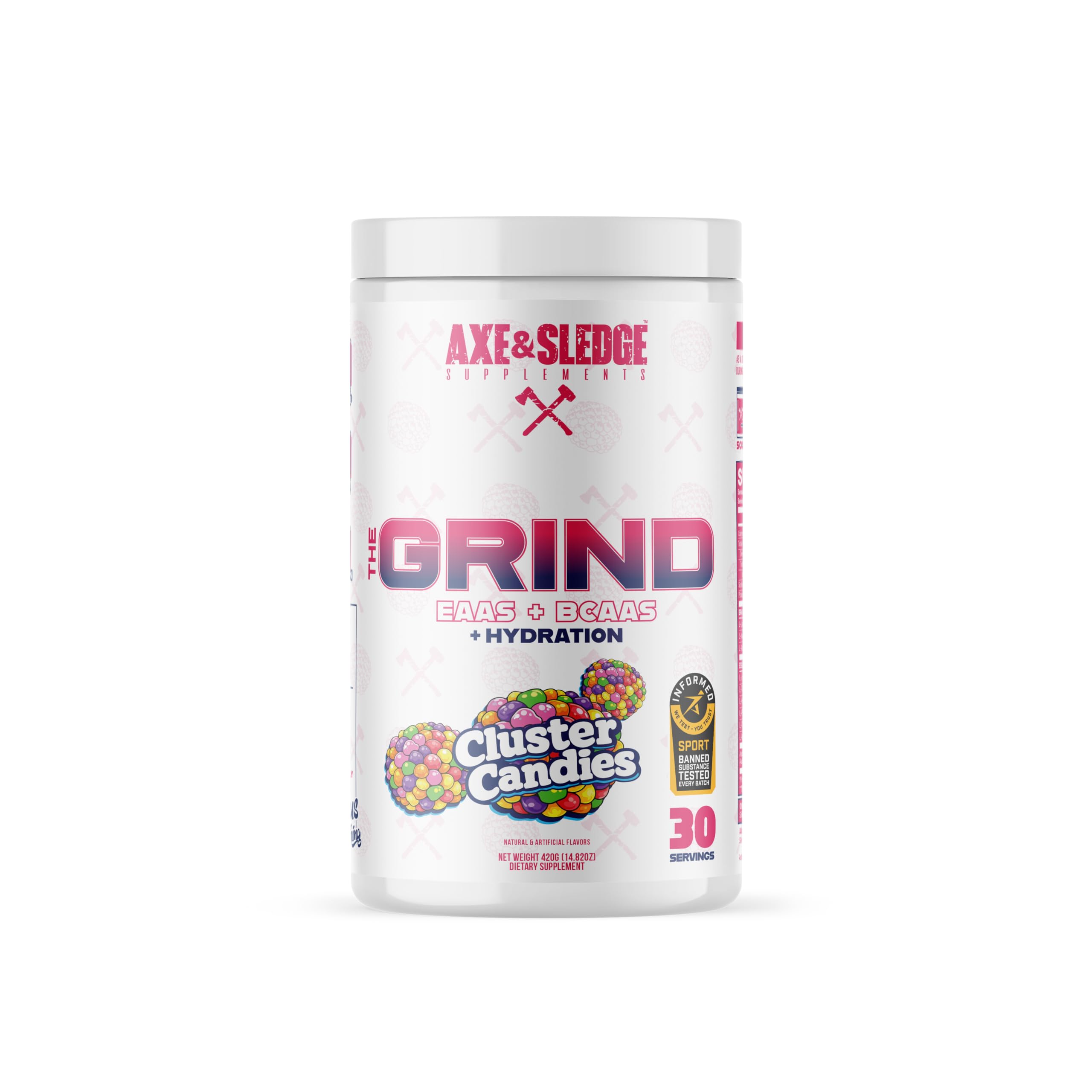 Axe & Sledge envase frontal mostrando etiqueta y beneficios para recuperación
