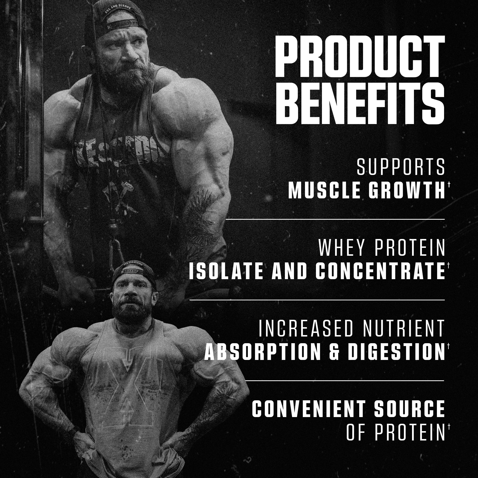 Axe & Sledge etiqueta nutricional mostrando 24g proteína y detalles