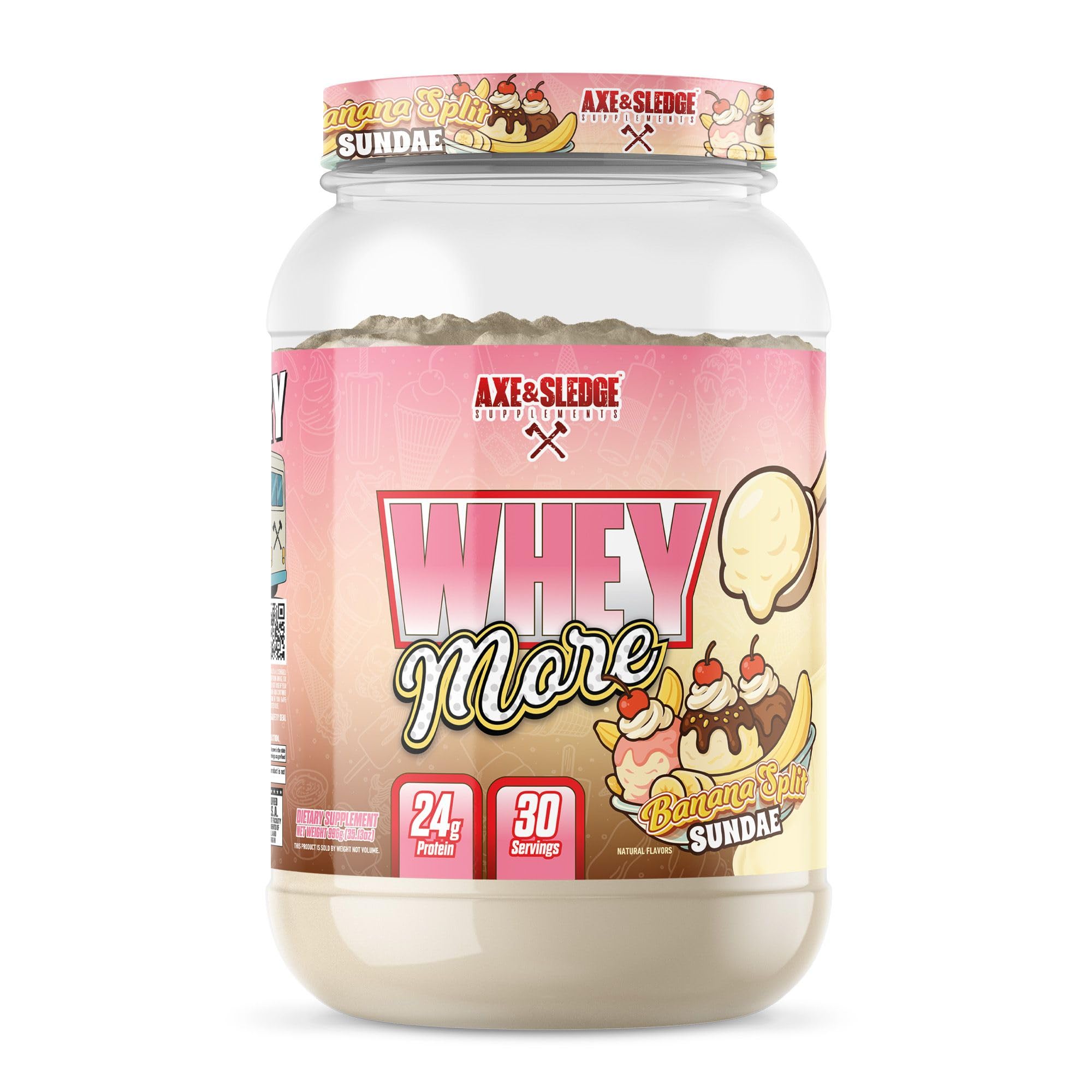 Axe & Sledge bote frontal mostrando diseño y sabor Banana Split Sundae