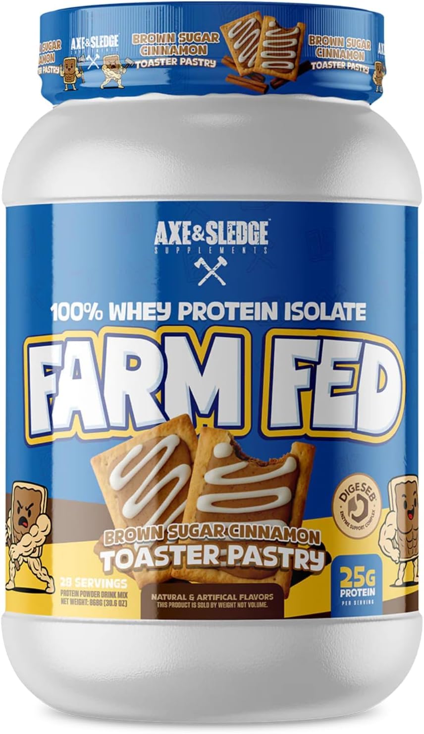 Axe & Sledge Farm Fed vista frontal del envase con sabor brown sugar cinnamon