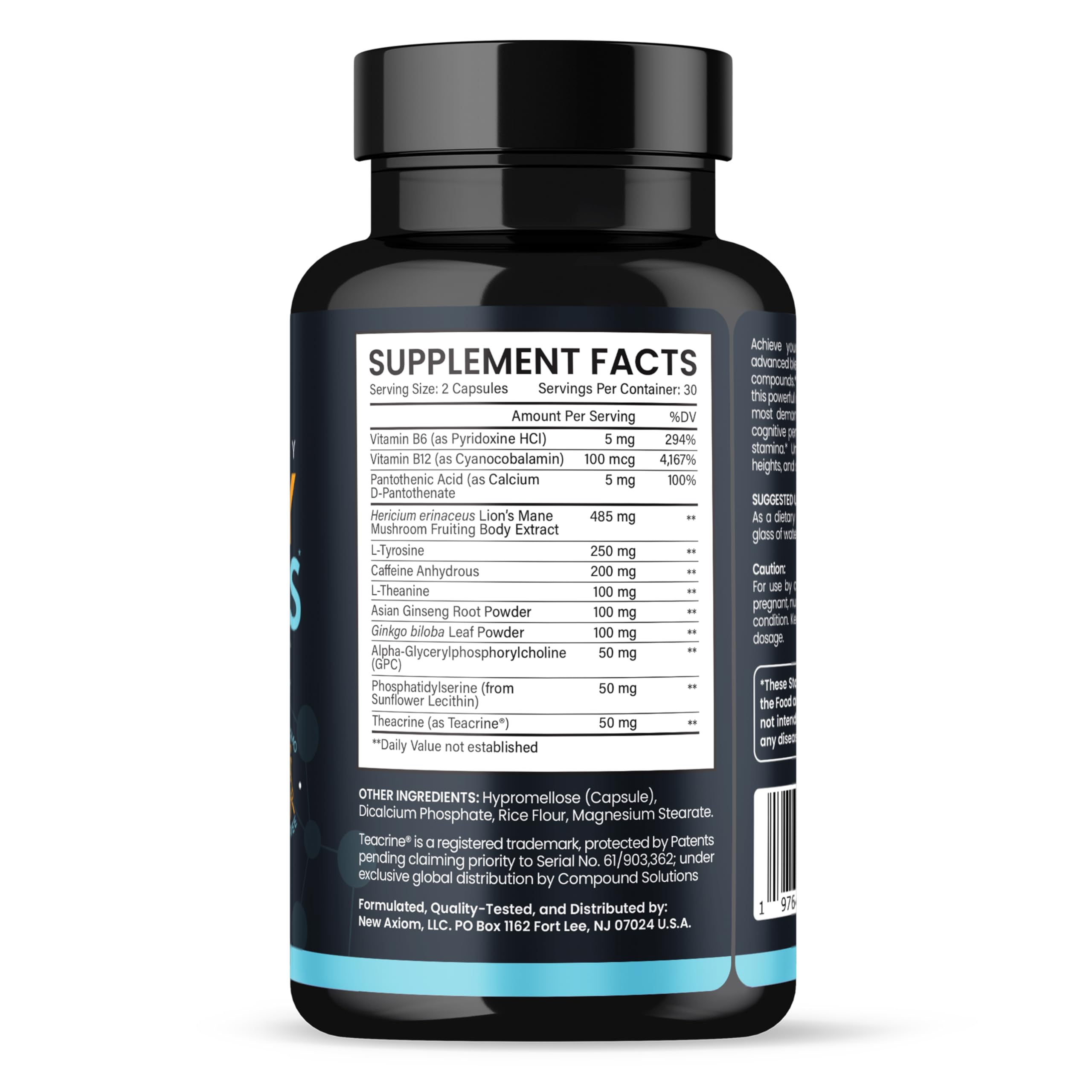 Axiom Nutrition lista de beneficios en papel, información rápida y útil