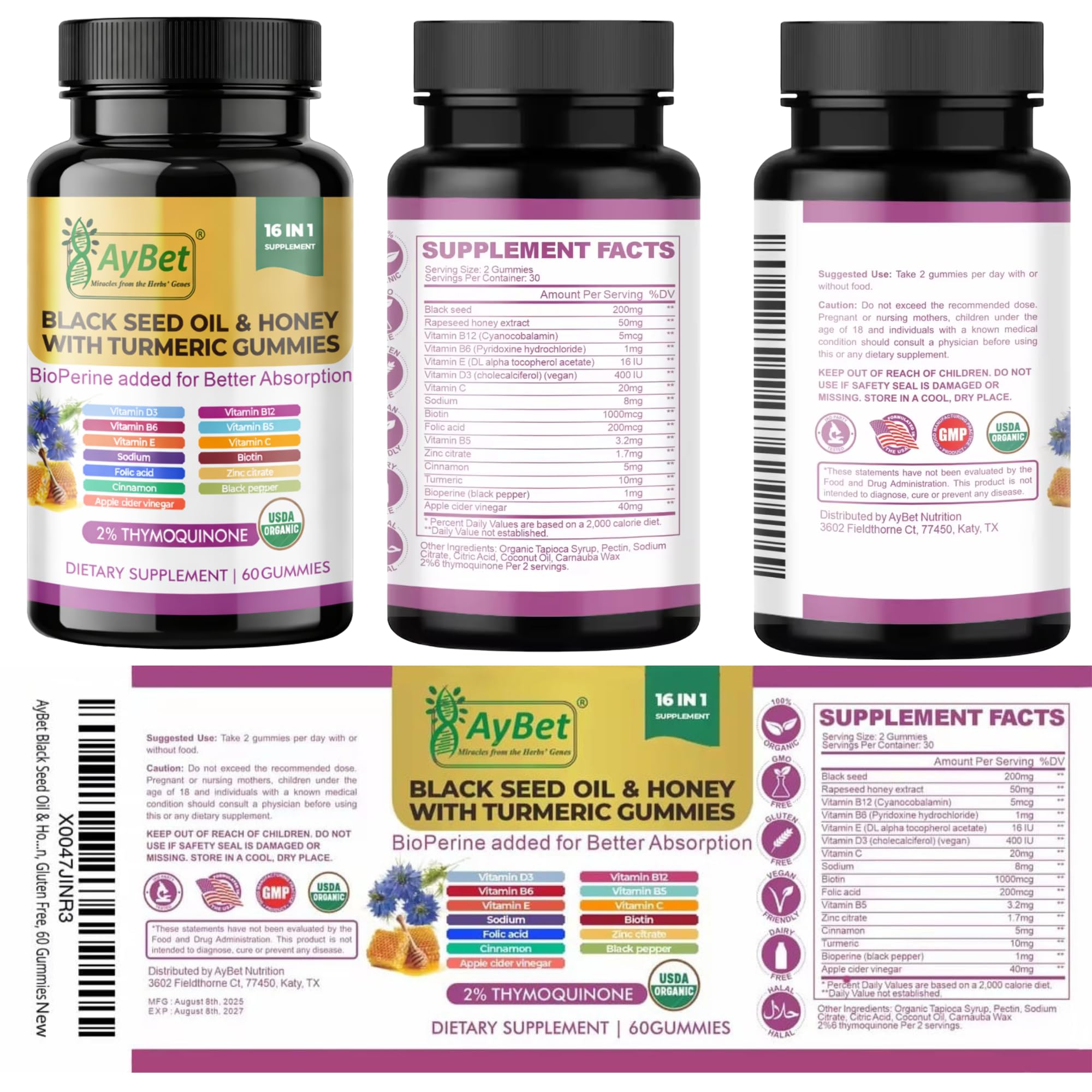 AyBet caja abierta con información nutricional legible y transparente