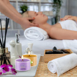 AYIQIW velas en escena de spa, crean atmósfera serena y profesional