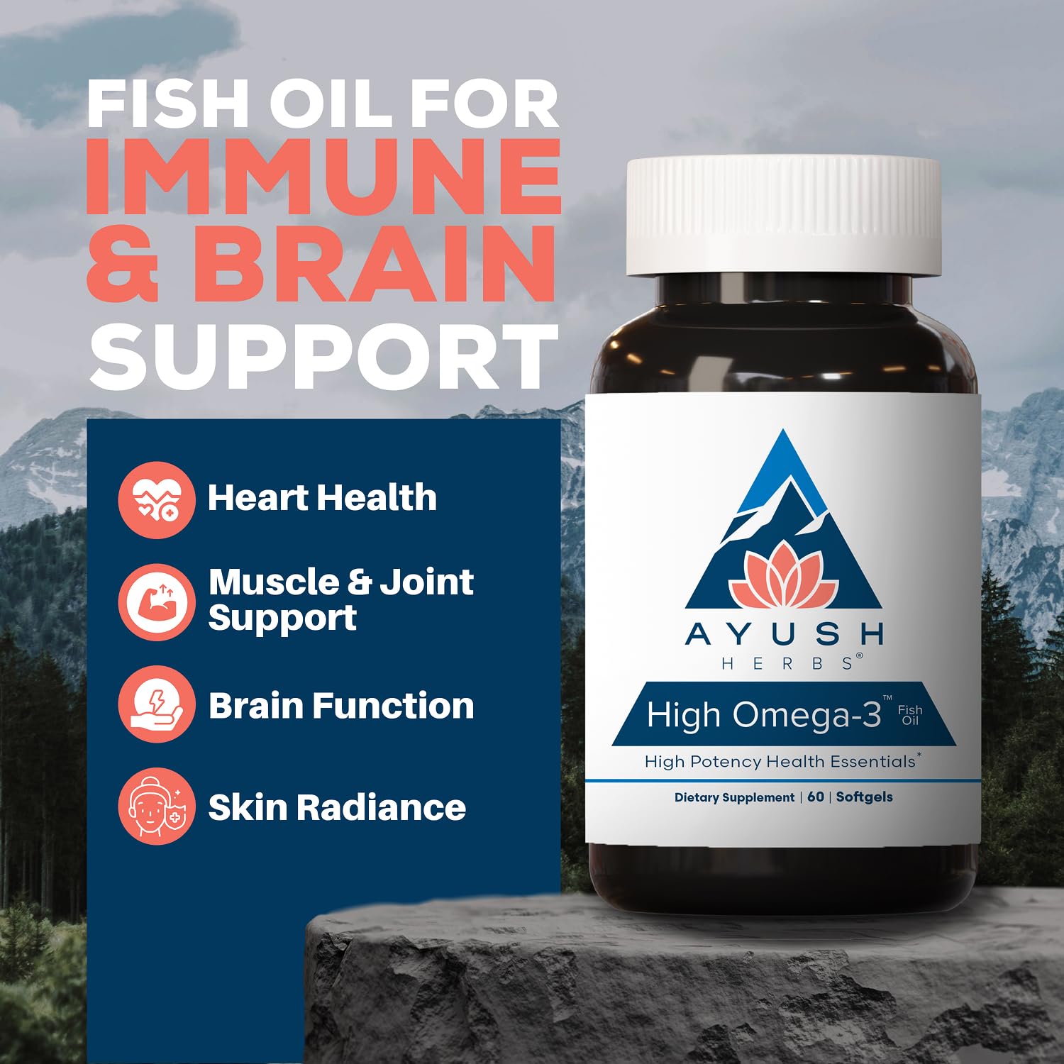Ayush Herbs primer plano de una cápsula blanda mostrando textura y forma
