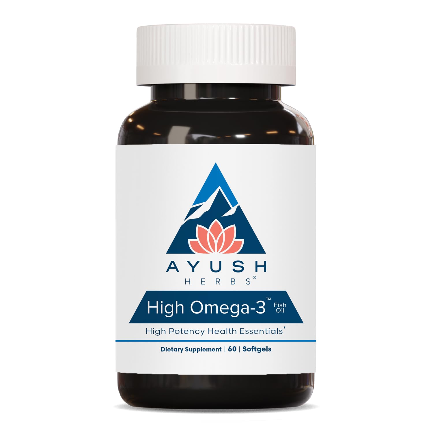 Ayush Herbs frontal del envase mostrando 60 cápsulas y beneficios