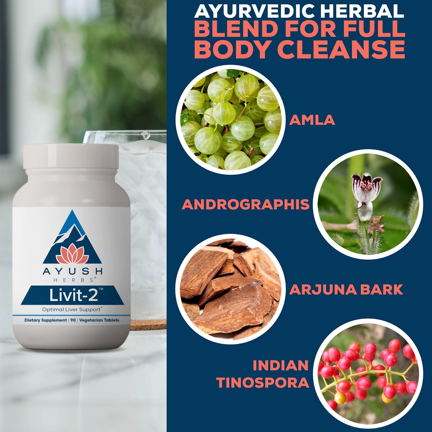 Ayush Herbs Livit-2 frasco en mano demostrando tamaño y porciones prácticas