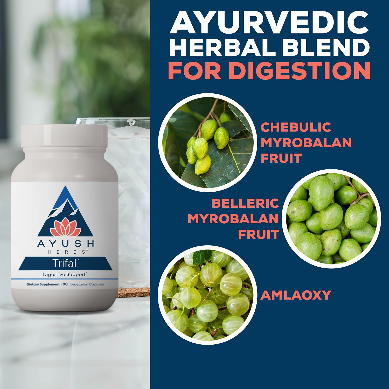 Ayush Herbs etiqueta con ingredientes y fecha de lote para transparencia