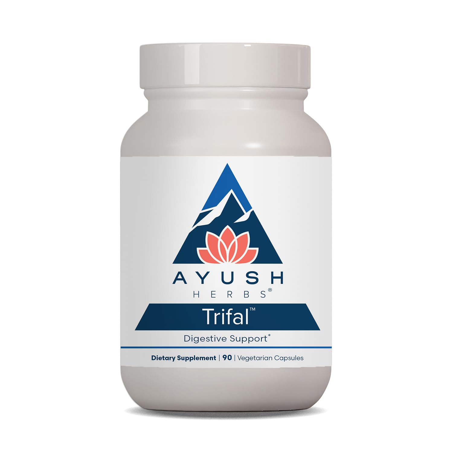 Ayush Herbs frontal del empaque mostrando 90 porciones y beneficios generales