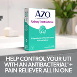 AZO detalle de ingredientes resaltando metenamina y alivio del dolor