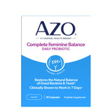 AZO frente del empaque mostrando marca y beneficio de equilibrio vaginal