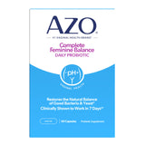 AZO frente del empaque mostrando la marca y beneficio para equilibrio vaginal