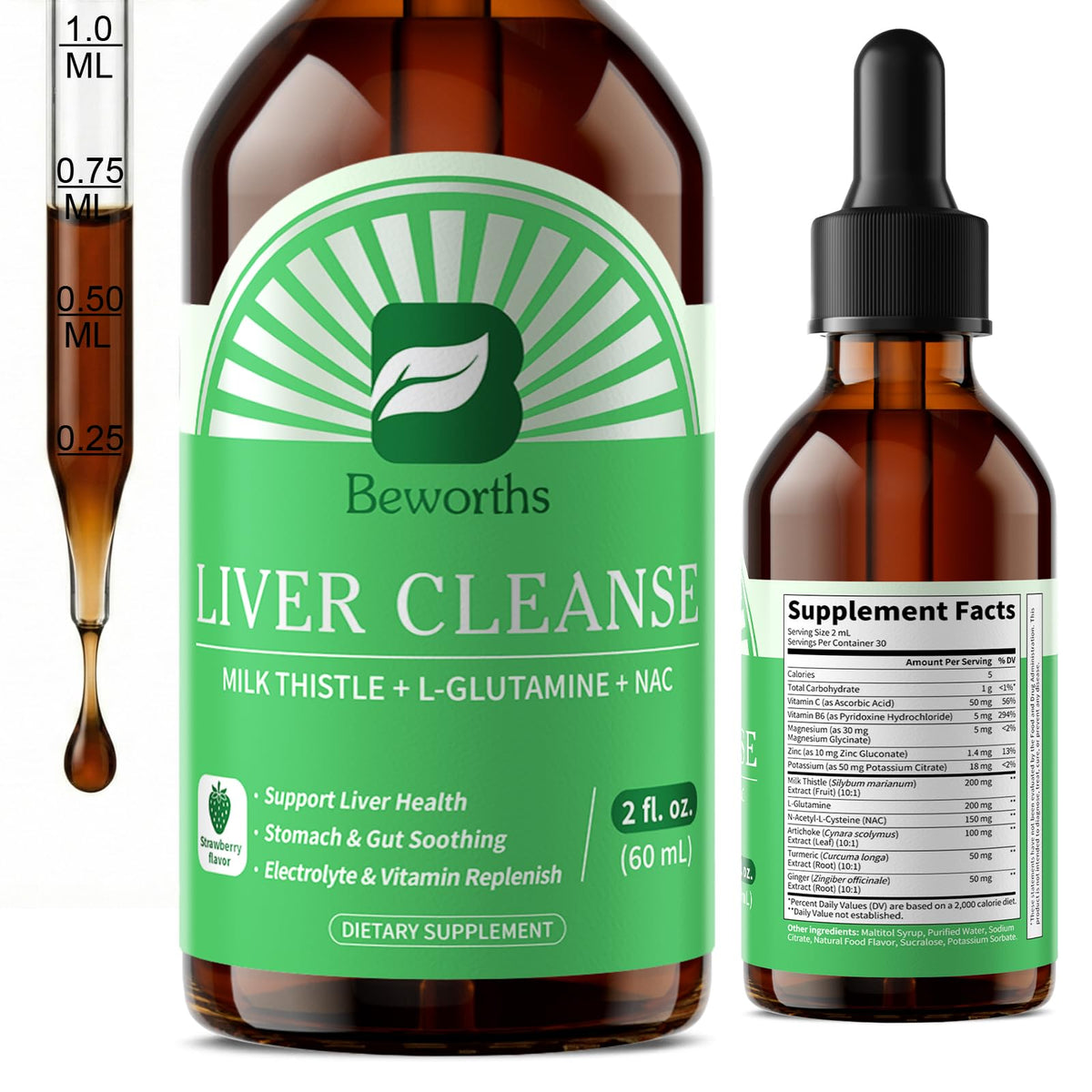 B BEWORTHS frente del envase mostrando diseño y beneficio de apoyo hepático