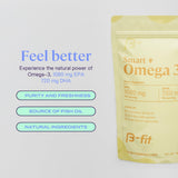 B-fit botella abierta con cápsulas que muestra cantidad y almacenamiento
