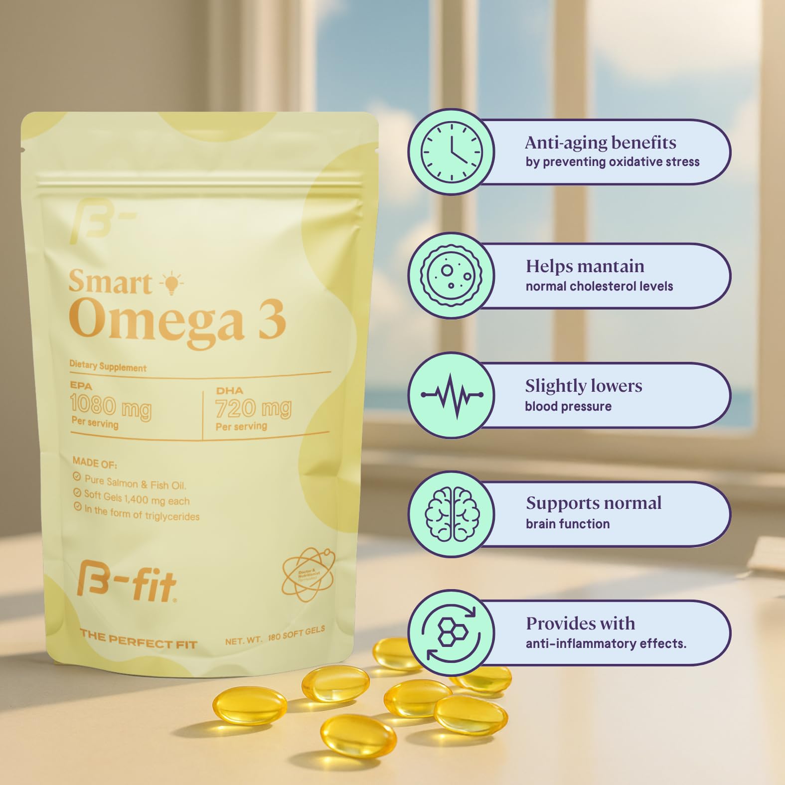 B-fit cápsula en mano para comparar tamaño y facilidad de deglución
